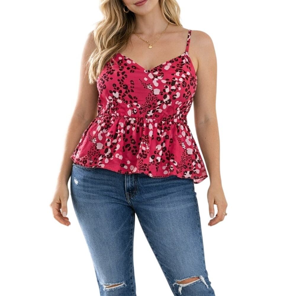 Torrid Leopard Peplum Cami 3x Work Office Party Statement Piece Flirty Feminine